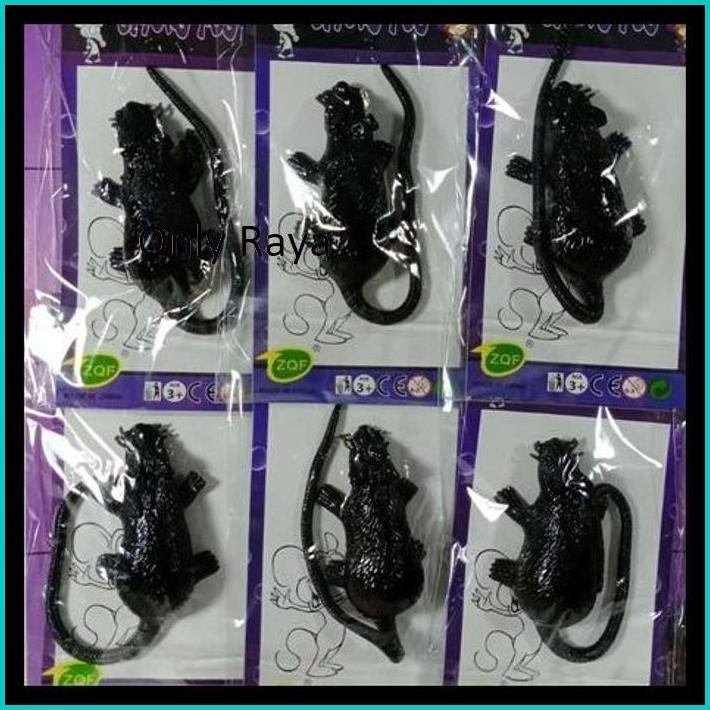 TIKUS PRANK STICKY JELLI HITAM / MAINAN ANIMAL KARET FIGURE / MAINAN PRANK