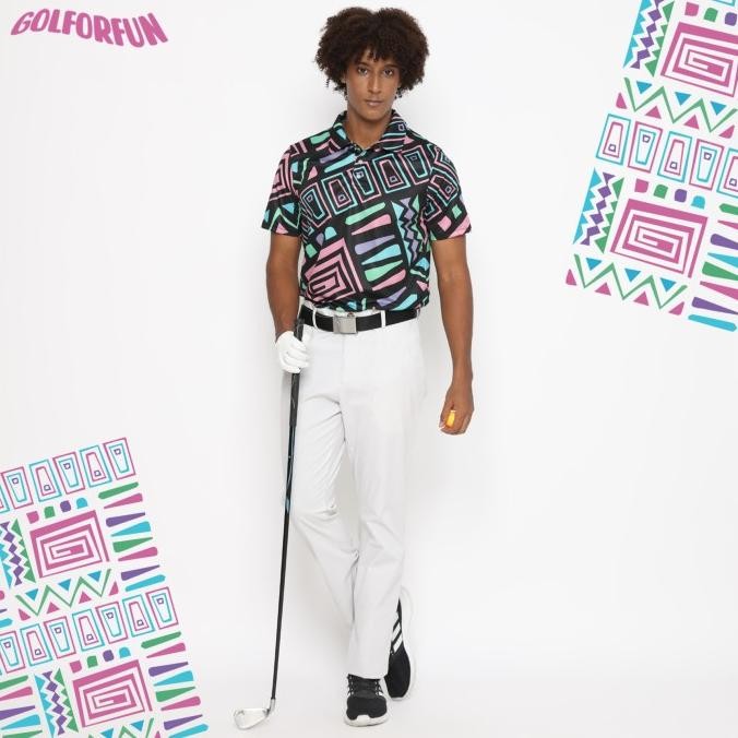 GOLFORFUN - BLACK NAVAJO GOLF POLO SHIRT FOR MEN GFF053