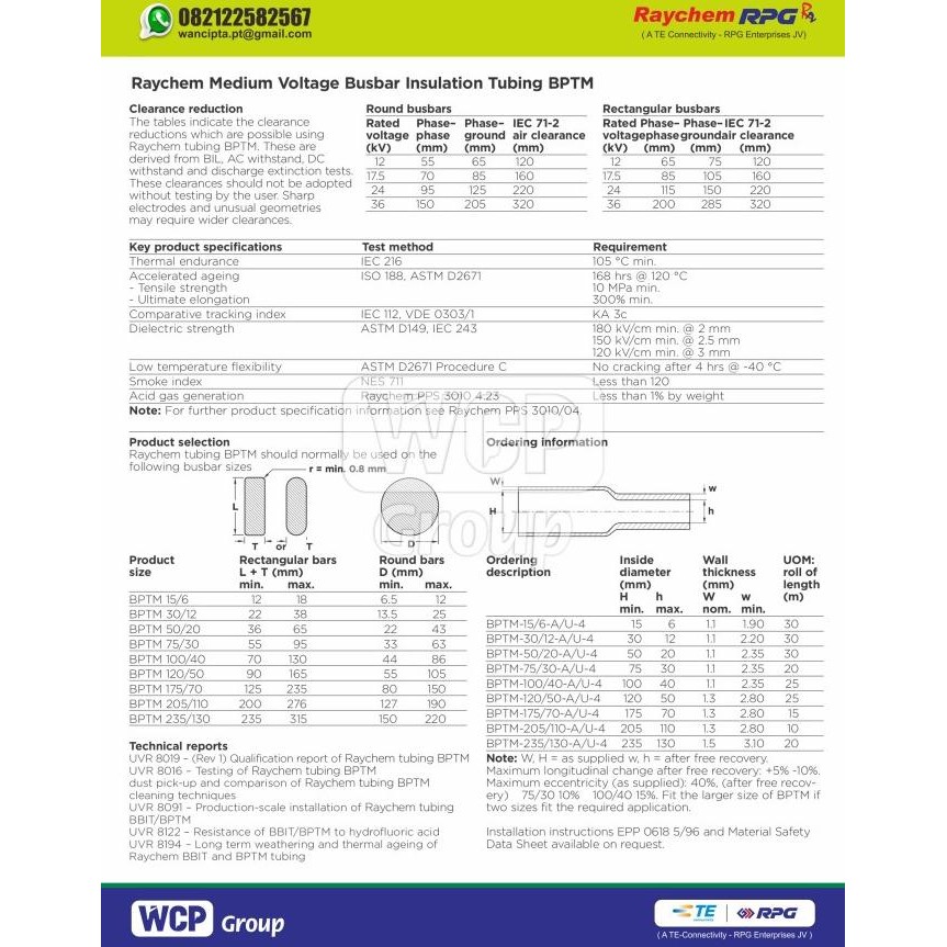 Spesial Heatshrink Raychem 25Kv 30/12 - Bptm / Busbar Insulation Tubing (Bptm)