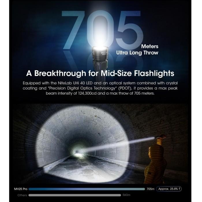Nitecore Senter Led Flashlight Tactical Range Nitelab - Mh25 Pro Original Dan Terpercaya