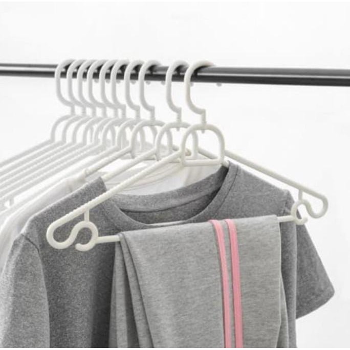 Gantungan Baju Plastik Putih Tebal - Hanger Baju Plastik set 10 pcs