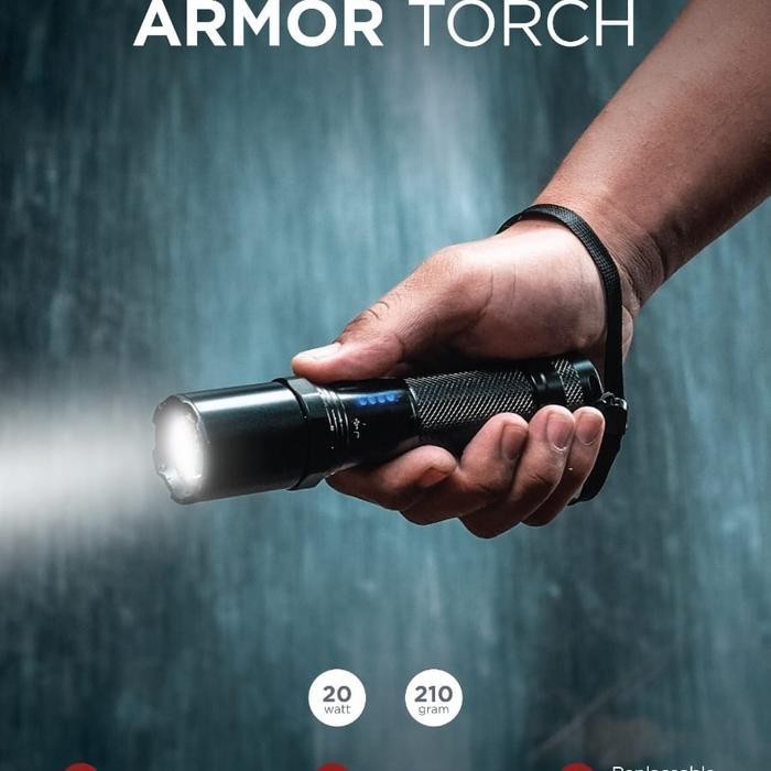 Senter Led Dutron Armor Torch - Zoom Laser Jarak Jauh - Bahan Almunium Alloy - Type C Original Dan T