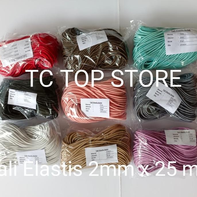 

ready !!! Tali Elastis Bulat 2mm / Tali String / tali karet (panjang 25 meter)