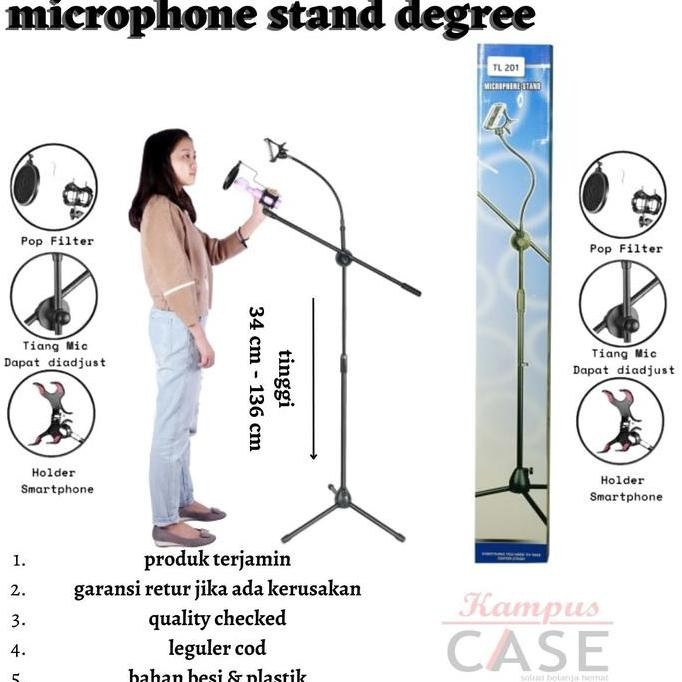 Stand Mic MT 165 Tripod Microphone Lantai Jepit HP Holder HP / Stand Mic Panjang Degree 360 Aluminiu