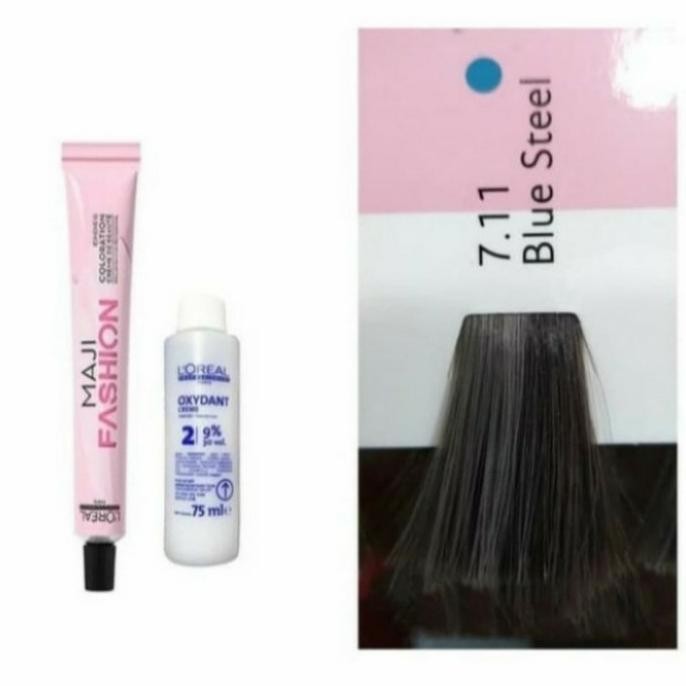 cat rambut Loreal Maji FASHION 7.11 blue Steel pewarna rambut loreal