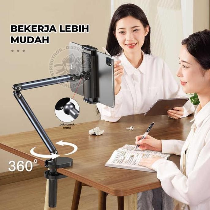 Holder Hp Besi JOPREE CT09 Phone Stand Handphone Jepit Meja Lazypod Penjepit Penyangga Tablet Tripod