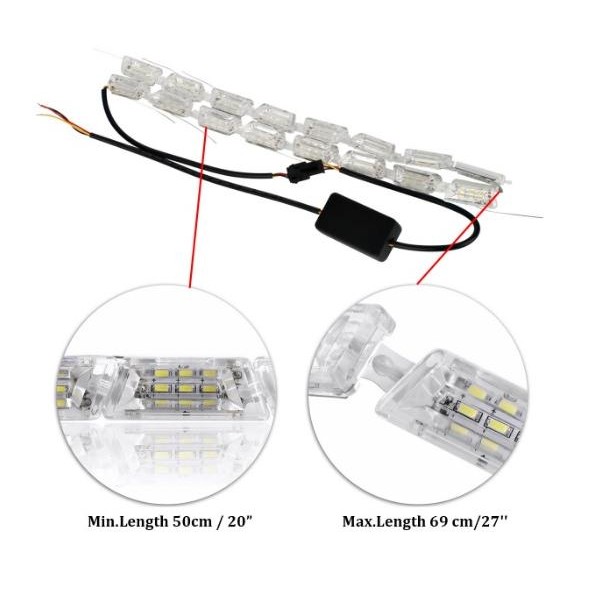 Lampu LED ALIS Crystal Tear 2 Warna 2 Mode Welcome DRL Mobil Motor Sein Jalan Running 16 Mata 60 CM 