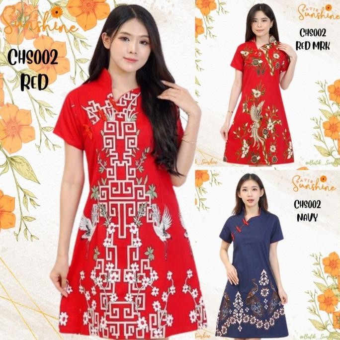 Grosir Dress Merpati Cheongsam Imlek/Sangjit/Sincia Wanita Chs002 Red Navy