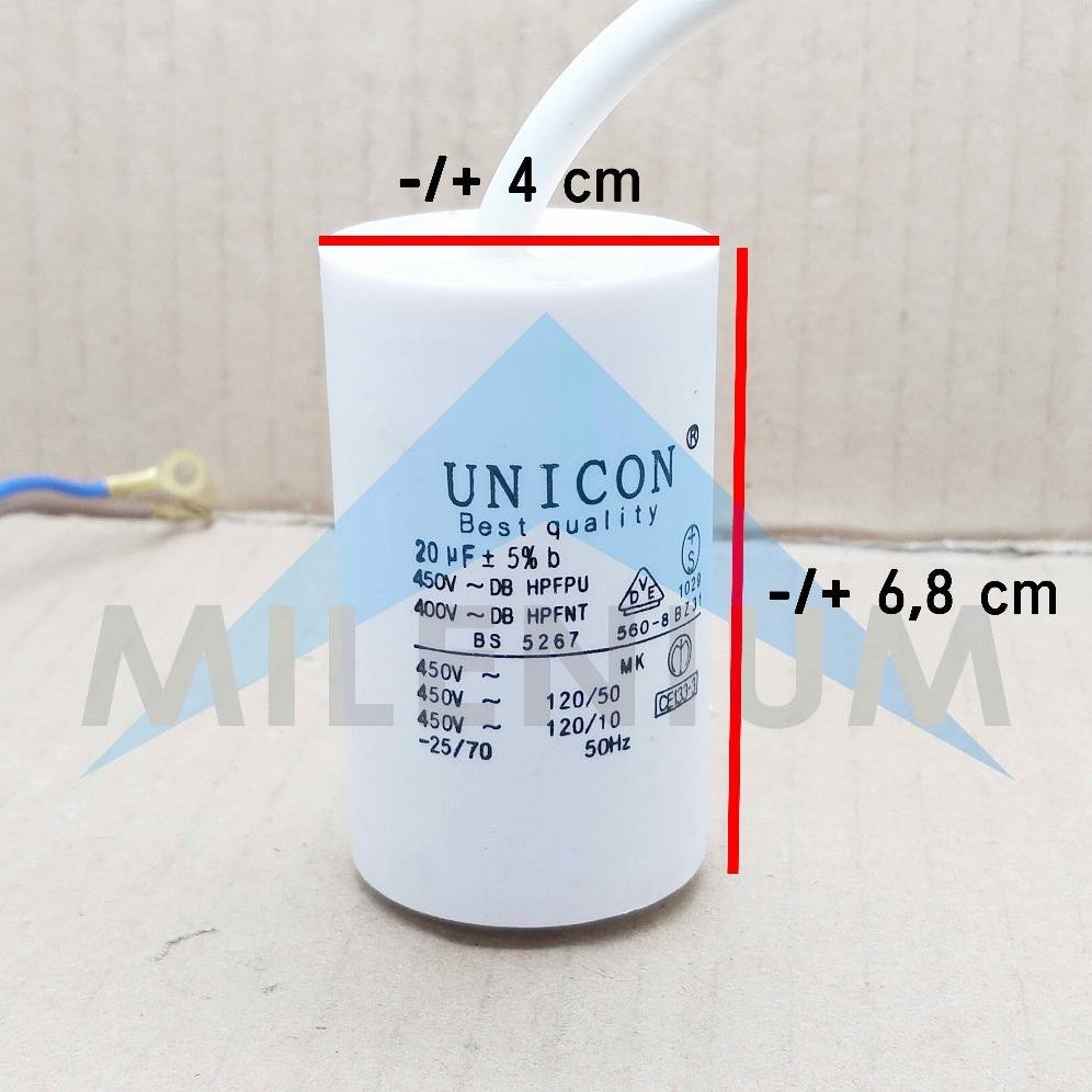 Kapasitor Mesin Cuci / Pompa Air Bulat UNICON 20 Mikro UF