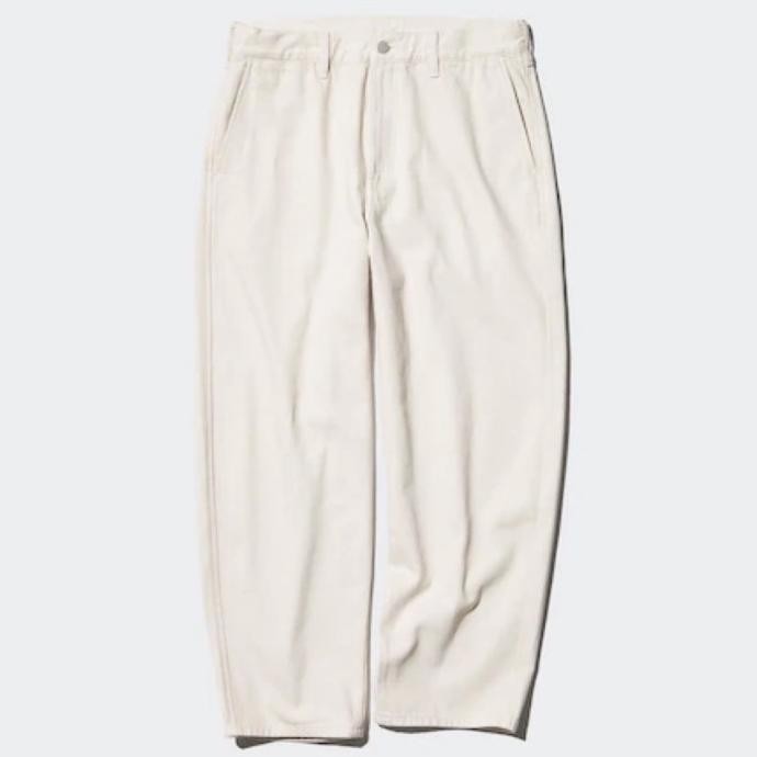 UNIQLO Men Wide Tapered Celana Panjang Jeans Lebar Pria Natural