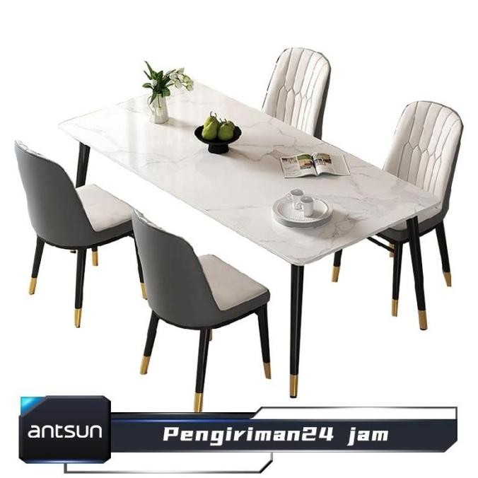 Meja Makan Minimalis Meja Makan Aesthetic Meja Makan Kayu Dengan Sticker Marmer
