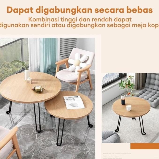 Meja Lipat Bulat 80cm Meja Kecil Meja Estetik Meja Bulat Meja Kopi Meja Ruang Tamu Minimalis Meja Ka