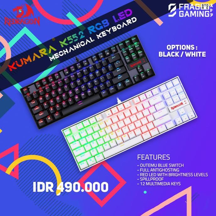 Redragon / Red Dragon / Reddragon Mechanical Kumara - K552 Rgb Led Restock