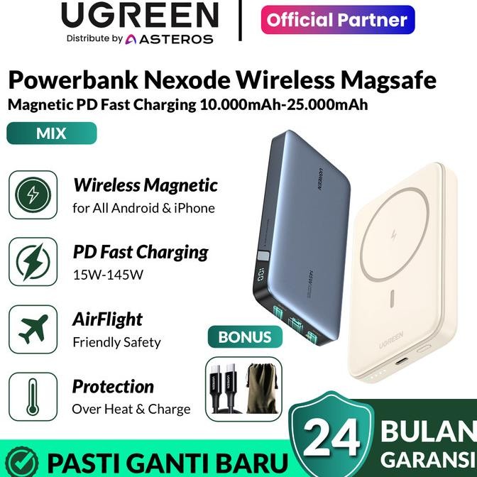 UGREEN Powerbank Magsafe Wireless Magnetic Fast Charging 20000Mah 10000Mah PD 30W 20W ATL Batterai M