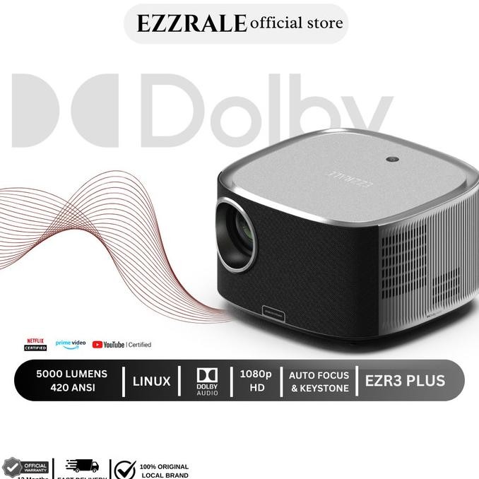EZZRALE EZR3+ SMART PROJECTOR 420 ANSI  LINUX OS NETFLIX CERTIFIED