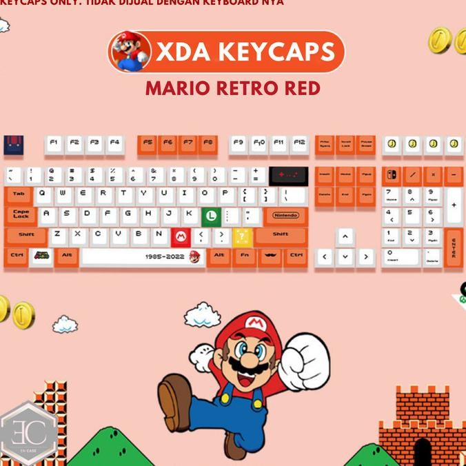 Keycaps Keycap Keypad Pbt Xda Mario Retro Red Kartun Lucu Luigi Mario Bros Terbaru