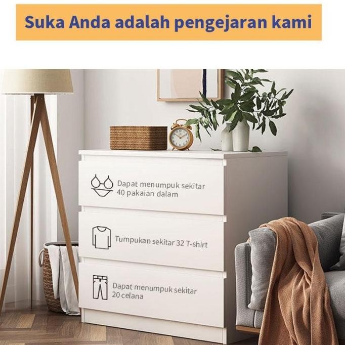 HOMETIME Lemari Laci 4 Susun Lemari kecil Lemari Kayu Lemari Baju Minimalis