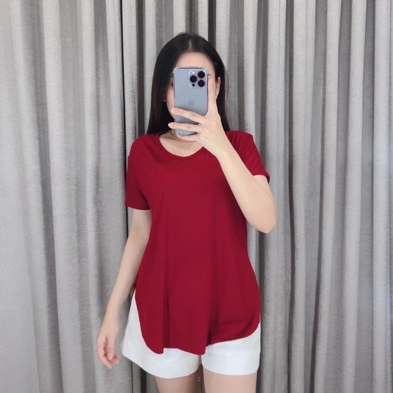 fx-4 Murah Meriah IWD Kaos Tshirt Wanita Polos Lengan Pendek Oversize Slit OS3295 Warna Hitam Putih 