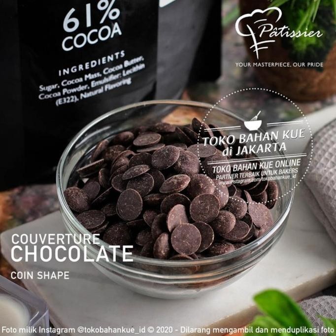 

Murah Patissier 61% Dark Chocolate Couverture 500Gr Cokelat Coin Baking Enak
