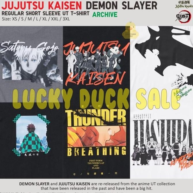 Jujutsu Kaisen UT Shirt Regular Kaos UNIQLO Demon Slayer Gojo Geto Megumi Tanjiro Hashira Unisex