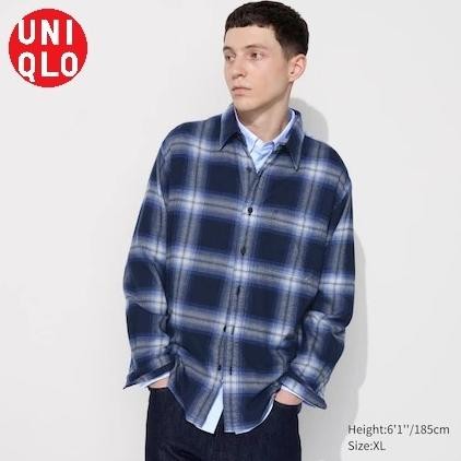 Kemeja Flanel Kotak Unisex Pria lengan panjang UNIQLO ORIGINAL NEW IN
