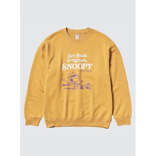 UNIQLO Sweater Pria Snoopy Peanuts Lengan Panjang Yellow