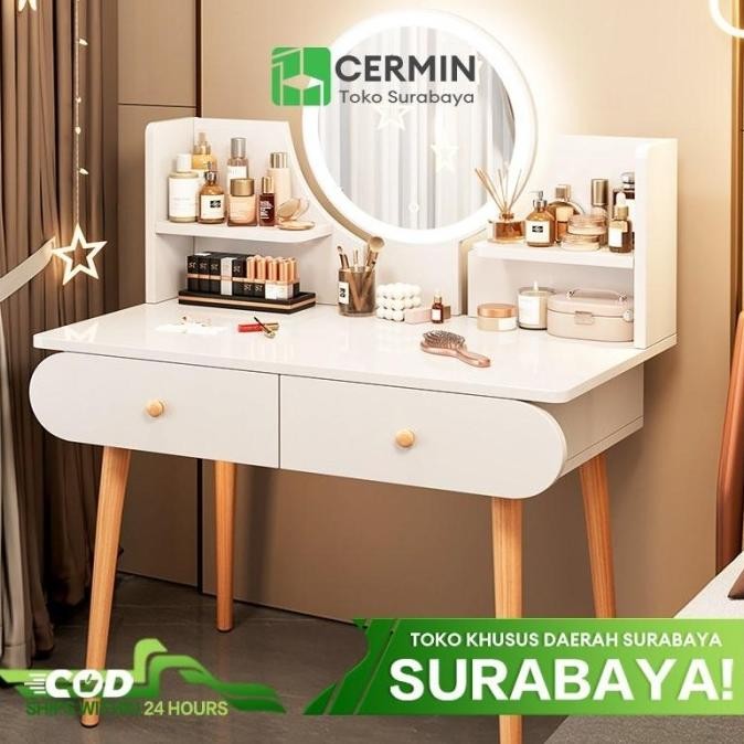 CH ern Lampu LED Meja Kosmetik Minimalis Mini Meja Rias Meja Putih Minimalis