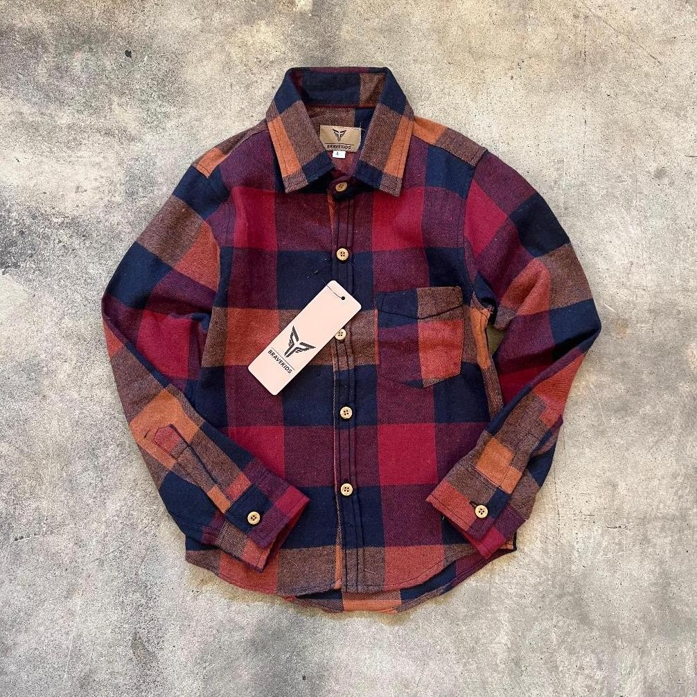 Un04 Ur37 BRAVEKIDS - KEMEJA COUPLE FLANEL UNTUK ANAK DAN AYAH ORIGINAL DISTRO COD Berkualitas Terla