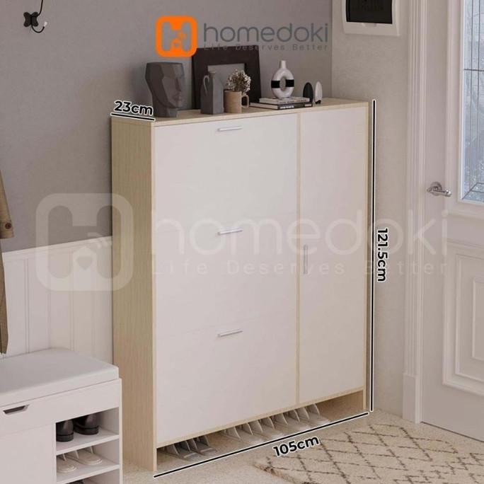 Rak Susun Serbaguna / Rak Sepatu kayu / Lemari Sepatu tertutup / Rak Buku Minimalis Aesthetic