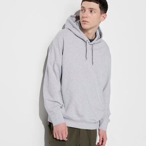 UNIQLO Men Jaket Sweater Hoodie Pria Lengan Panjang Gray