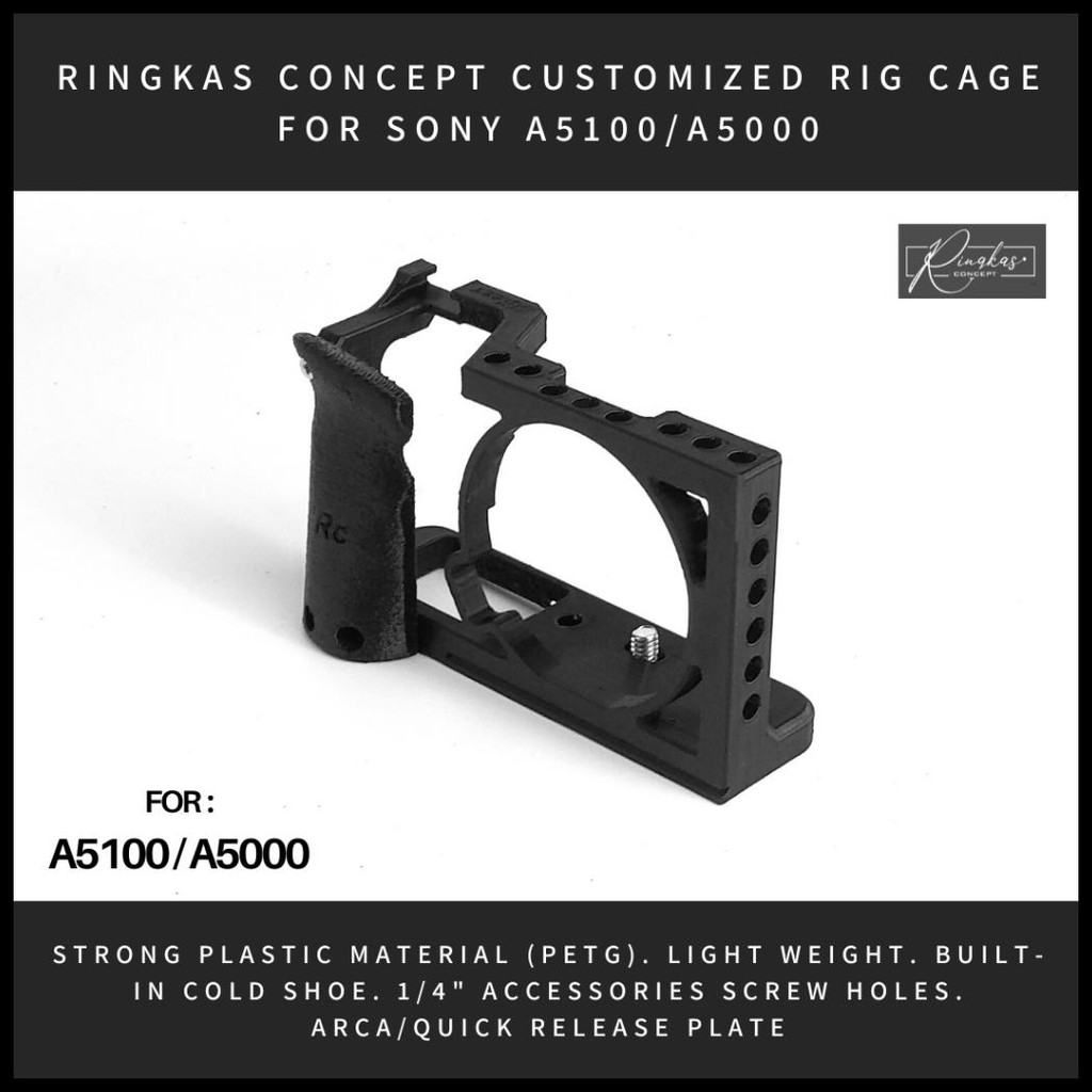RINGKAS CONCEPT SONY A5000 A5100 CUSTOMIZED RIG CAGE CASE COLD SHOE HOT SHOE MOUNT 1/4 INCH ACESSORY