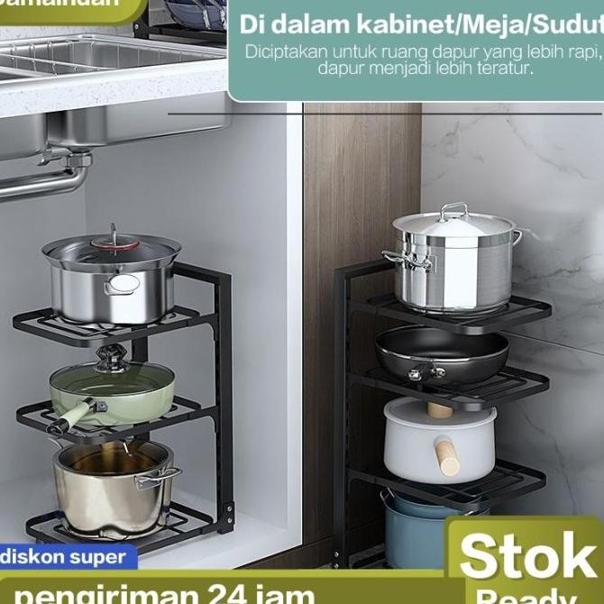 Rak Susun Bawah Wastafel Rak Tingkat dan Beroda Rak Penyimpanan Adjustable Peralatan Rumah Dapur