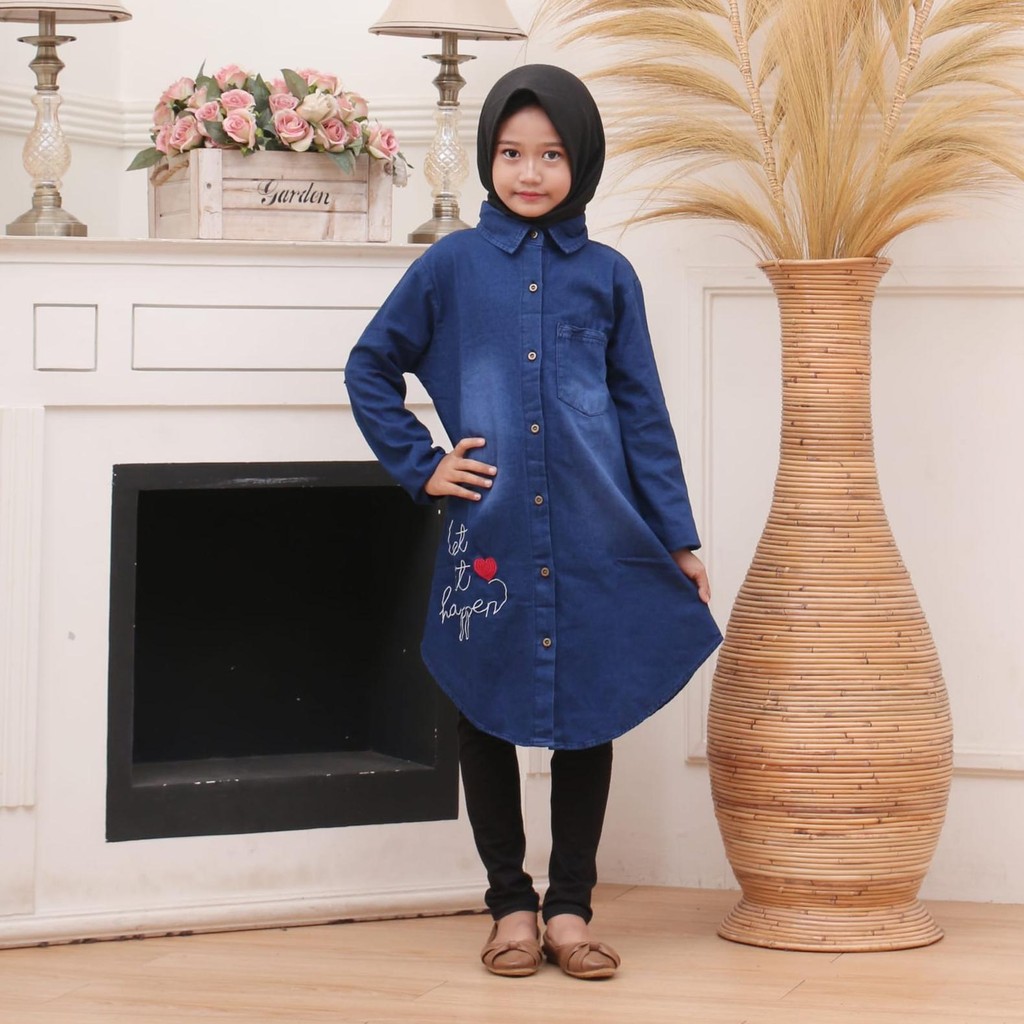 ATASAN TUNIK JEANS ANAK PEREMPUAN // TUNIK JEANS ANAK PEREMPUAN TANGGUNG 8-13 TAHUN