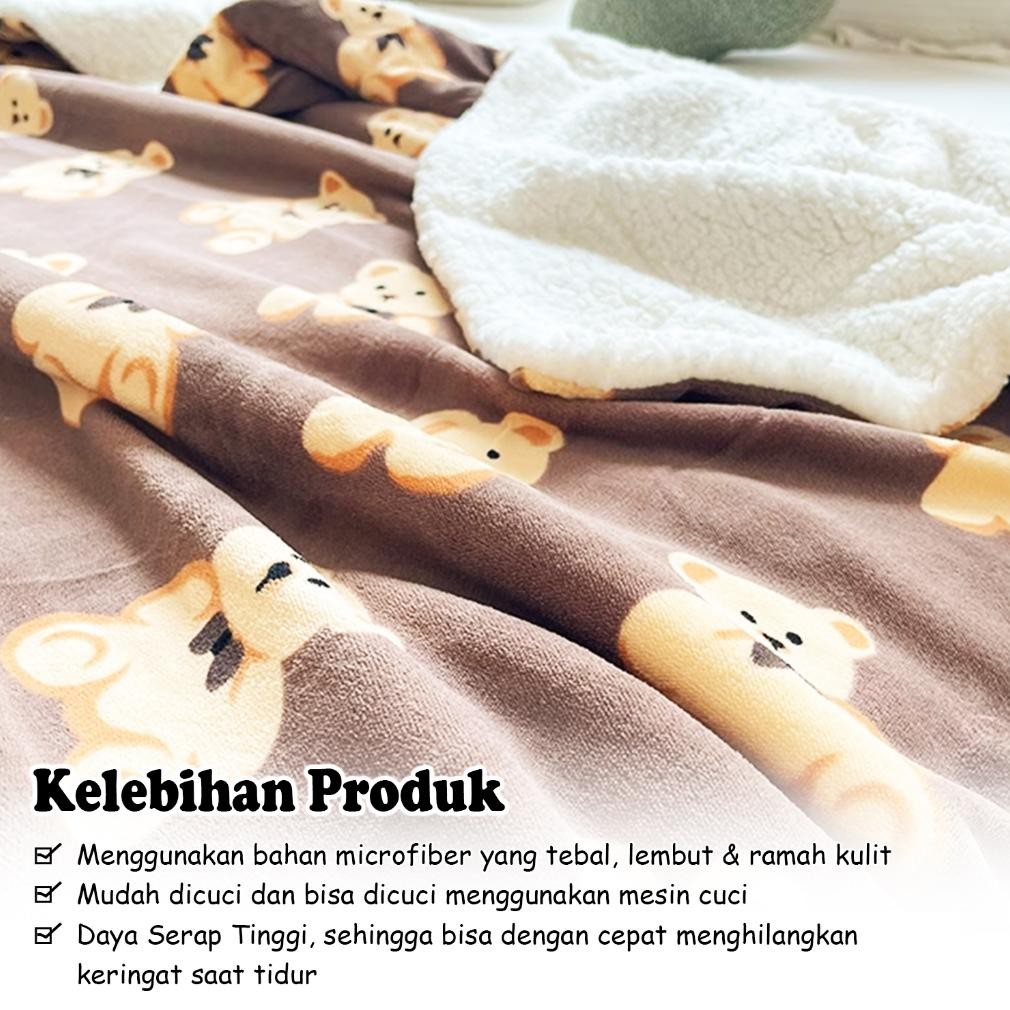 SELIMUT KARAKTER ANIMAL ANAK 2 SISI SIZE 180X200CM/SELIMUT TIDUR TEBAL SUPER HANGAT/SELIMUT TIDUR MO