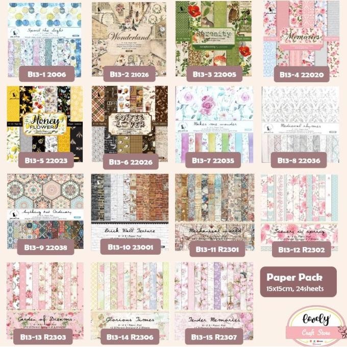 

24Pcs/Set 15X15Cm (6Inch) Scrapbook Jurnal Paper Pack Deco Origami B13 Terbaru