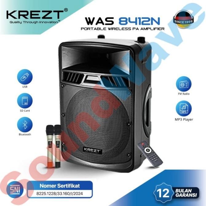 Krezt Was 8412N Pa Speaker Portable Amplifier Wireless 12 Inch 8412 N Original