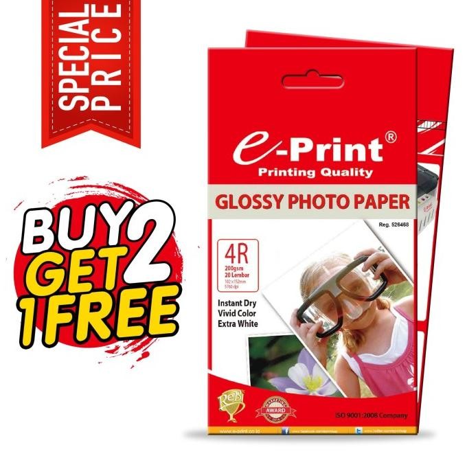 

E-Print Glossy Photopaper 4R Beli 2 Gratis 1 Promo