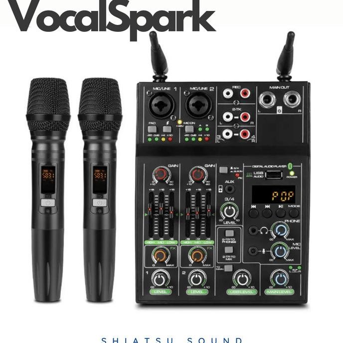 Baru Audio Mixer Mic Console 5 Channel Bluetooth with 2 Microphone