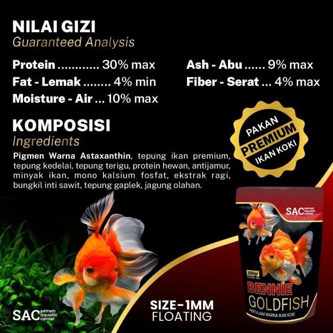 PELET IKAN KOKI UNTUK PERTAJAM WARNA PREMIUM PAKAN IKAN KOKI BENNIE