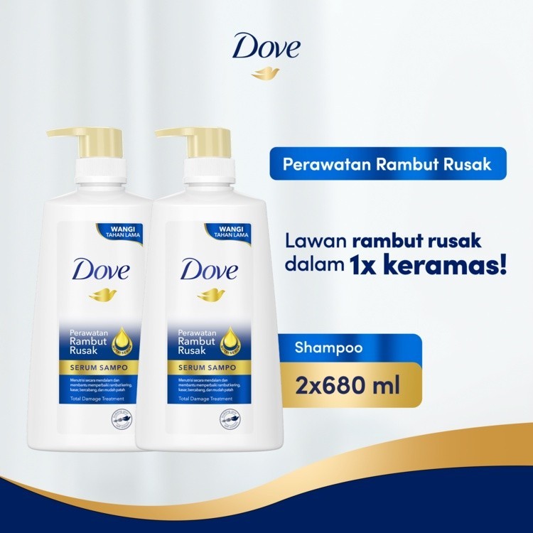 Dove Shampo Perawatan Rambut Rusak Sampo 680 ML Twinpack