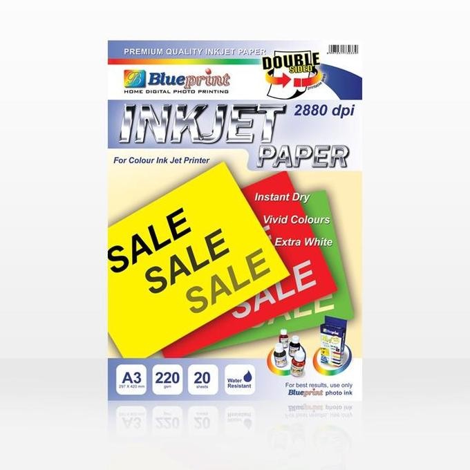 

Kertas Inkjet Dua Sisi , Double Sided Inkjet Paper Blueprint A3 220 Gsm Terlaris