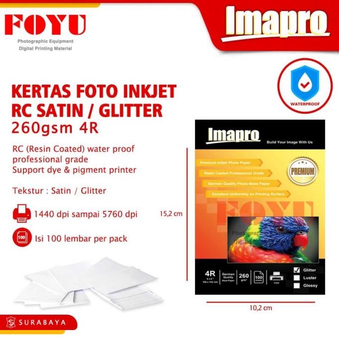 

Kertas Foto Inkjet Imapro Professional Rc Satin Glitter 260Gsm 4R Terlaris