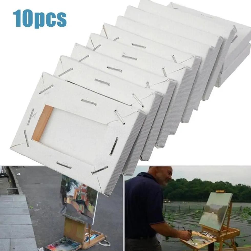 

10Pcs Mini Stretched Blank White Wooden Frame Oil Paint Board Artist Canvas Painting Supplies