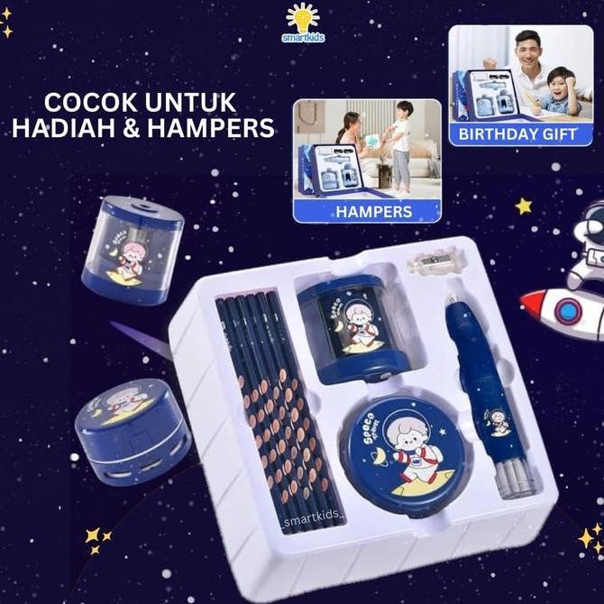 

NEW Stationary Elektrik Otomatis Set Alat Tulis Electric Rautan Penghapus Vacuum Pembersih Debu Pensil Stationery Aesthetic Set / Gift Hadiah Hampers Anak Ulang Tahun Goodie Bag Perlengkapan Belajar Sekolah Edukasi