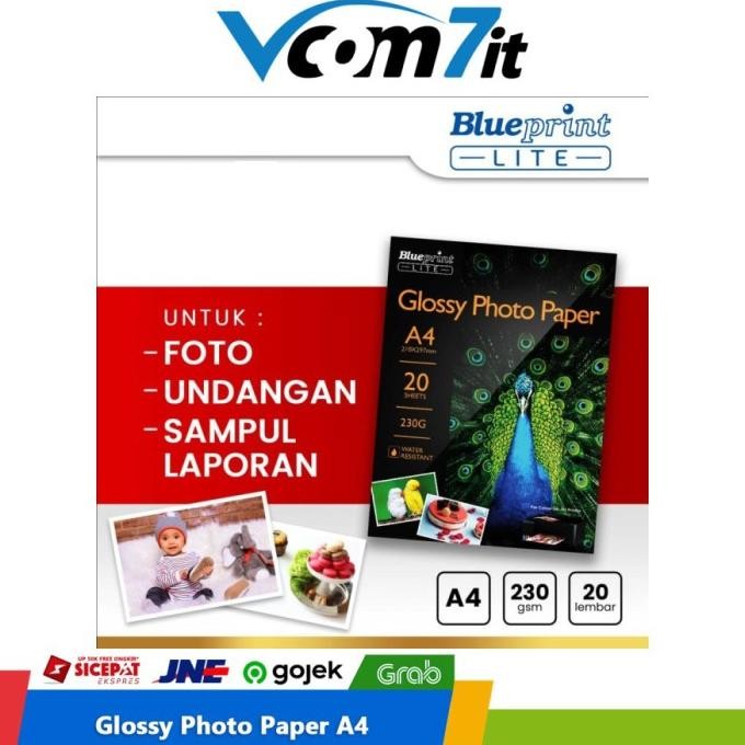 

Kertas Foto Glossy Photo Paper Poto Blueprint Lite A4 - 10R 230 Gsm Terlaris