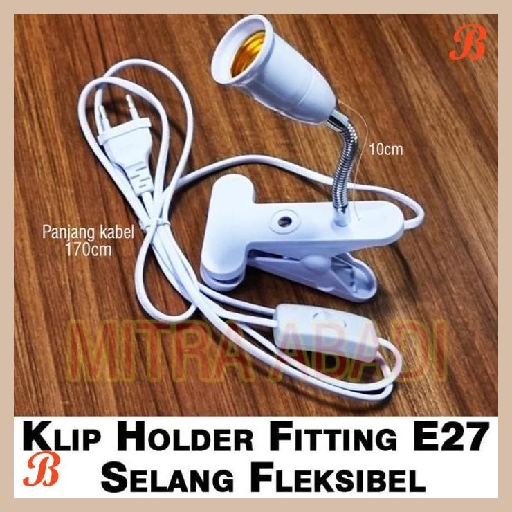 [MRA] Clamp Holder Fitting E27 / Holder Lampu E27 Kabel Fleksibel + Switch