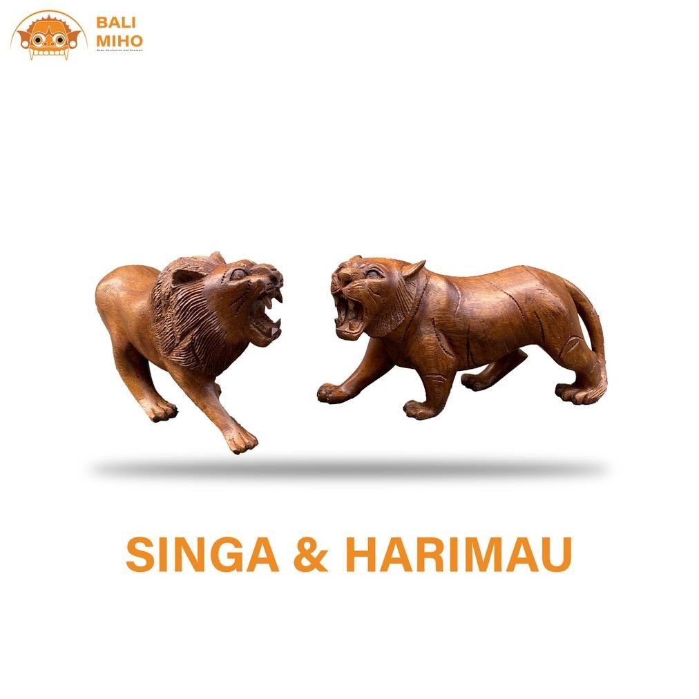 Living Patung Singa Dan Macan 20 Cm - Patung Singa - Patung Macan - Patung Harimau-Patung Kucing-Sin