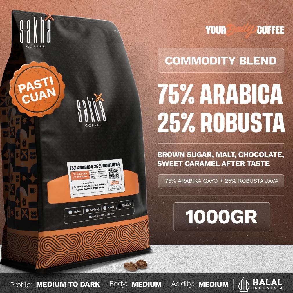 

BIJI KOPI 75% ARABICA 1KG Crema Espresso Blend By Sakha Coffee Roastery