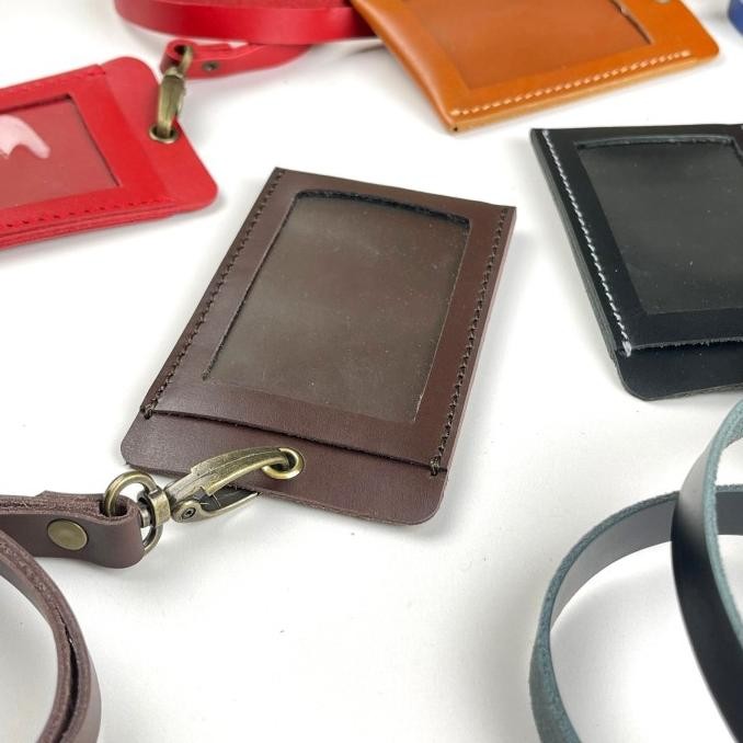 

Dompet ID card kulit asli model simpel - card holder tali lanyard name murah