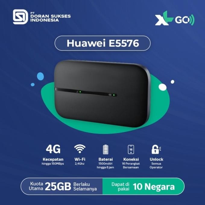 Murah MIFI MODEM WIFI HUAWEI E5576 4G UNLOCK FREE XL GO 25GB Non COD